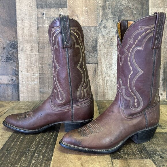 Lucchese 2000 Brown T0056J4 Western Cowboy Boots Mens 7 EE - Picture 1 of 12